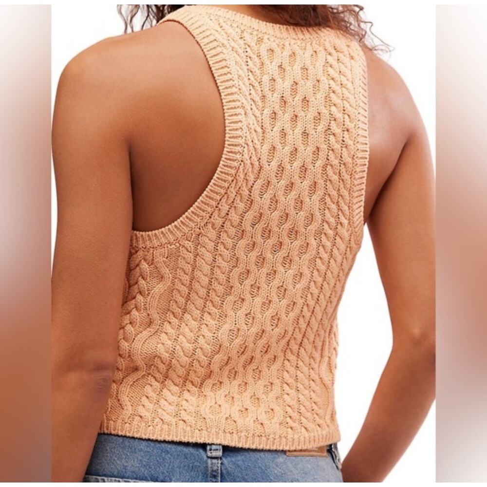 NwT Free People sleeveless sweater peach 100% cotton - Picture 2 of 7